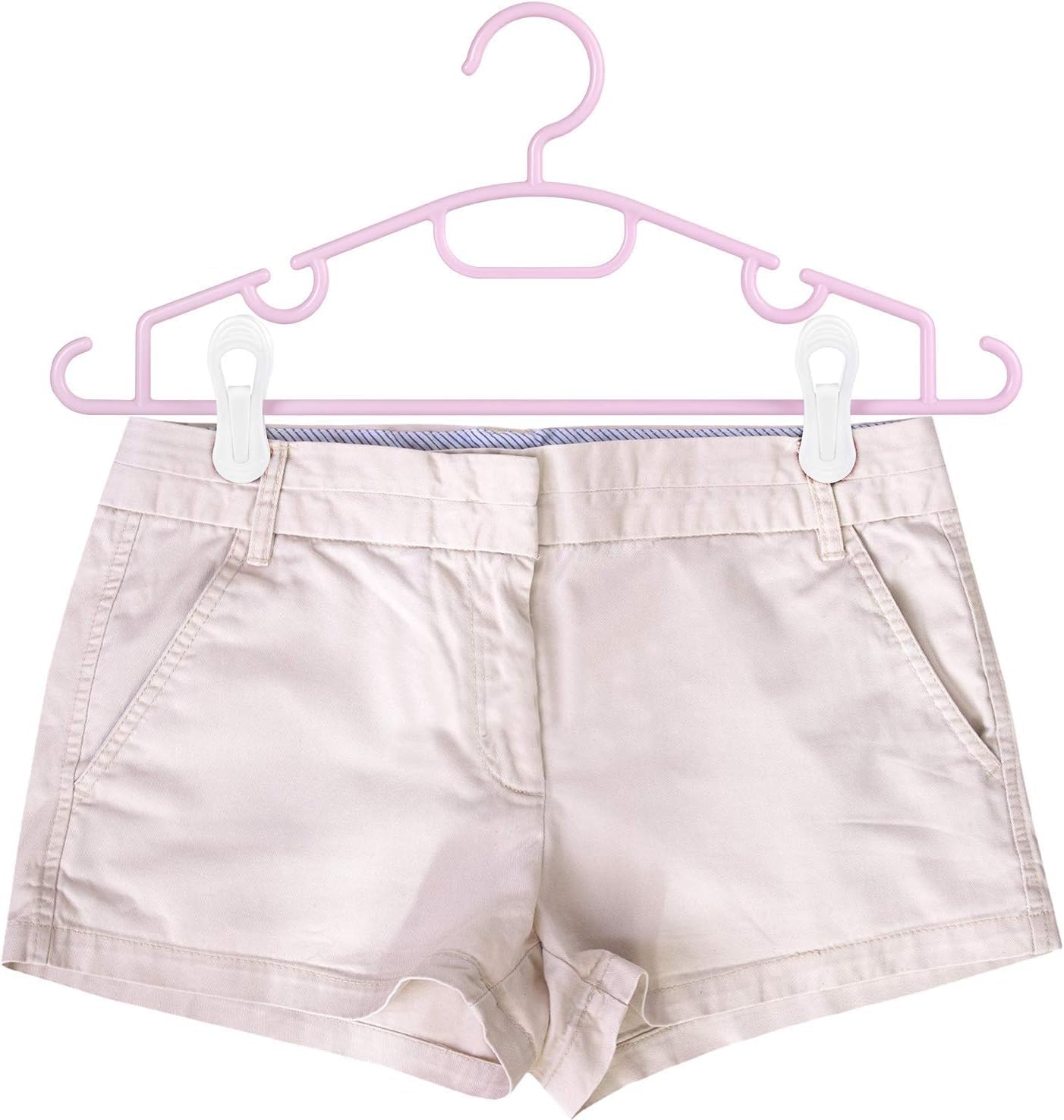 Tinfol White Plastic Hanger Clips, 50 Pack Hanger Clips- Strong Pinch Grip Finger Clips for Plastic Clothes Hangers, Multi-Purpose Hangers Clips