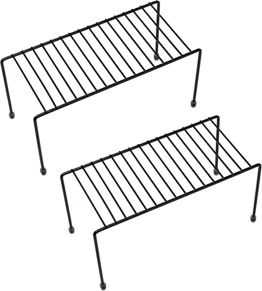 Kitchen Shelves, Cabinet Organization Mini Storage Shelf, Storage Rack Organizer for Kitchen, Fridge, Cabinet, Bathroom (Black 2)