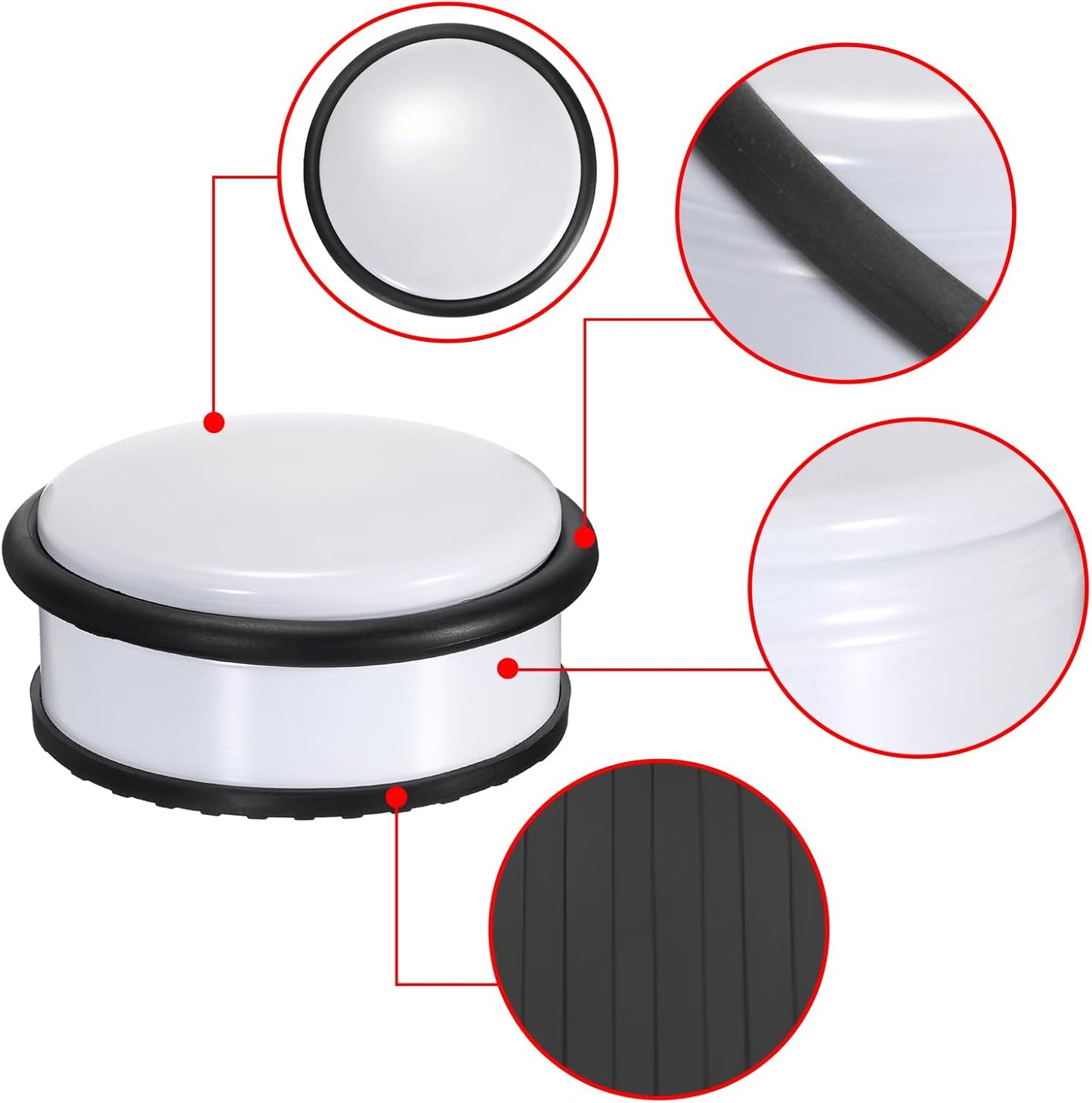 Sumnacon Heavy Duty Floor Door Stopper No Drill, Durability Stainless Steel Door Stops with Anti-Skid Rubber - Contemporary Decorative Safety Doorstop for Home Office Commercial Industrial,White