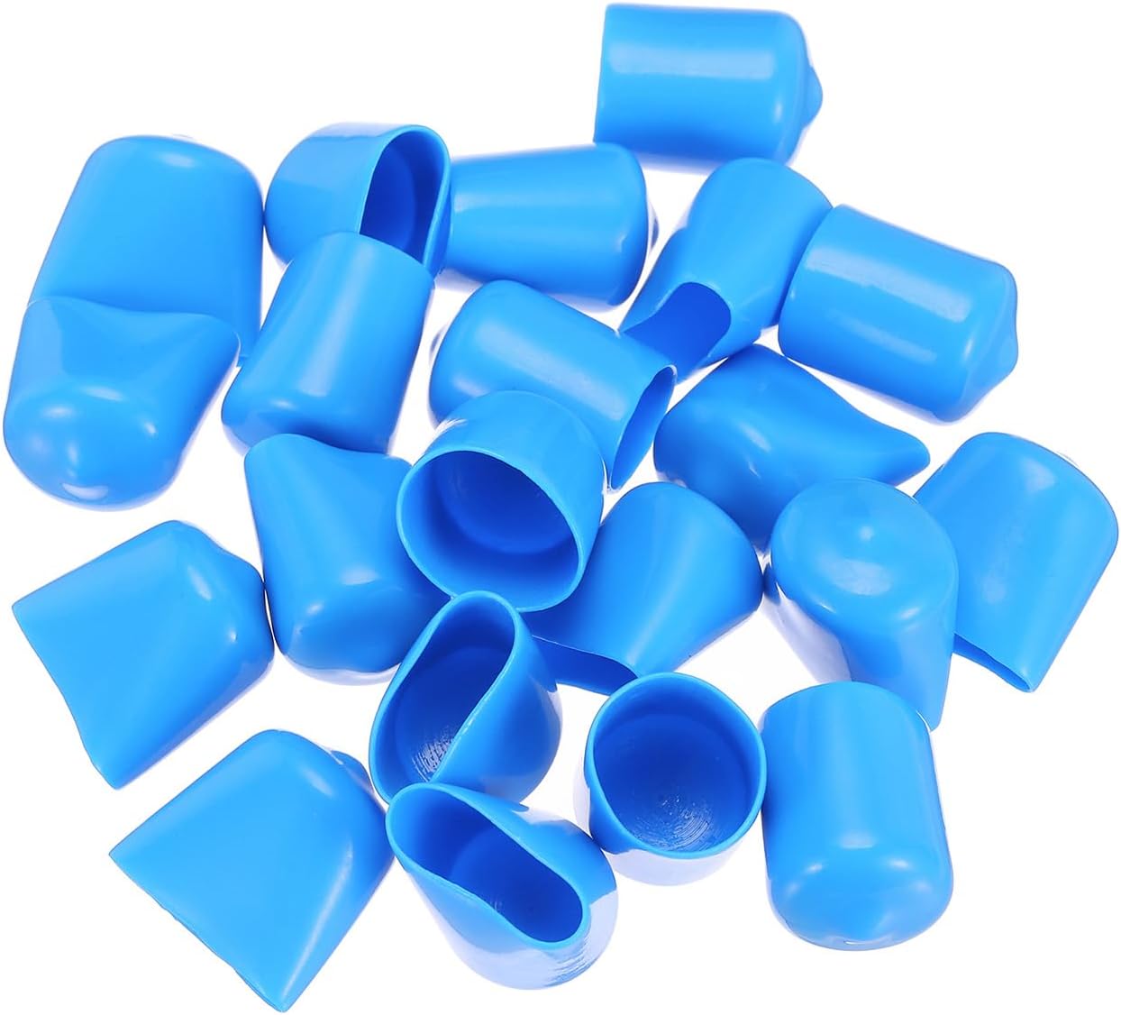 uxcell 20pcs Rubber End Caps 16mm(5/8") ID Vinyl PVC Round Tube Bolt Cap Cover Screw Thread Protectors,Light Blue