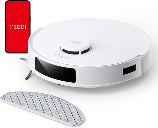 Yeedi C12 Robot Vacuum Cleaner and Mop, 8000Pa Strong Suction, ZeroTangle Brush, Smart Navigation, Self-Charging, White