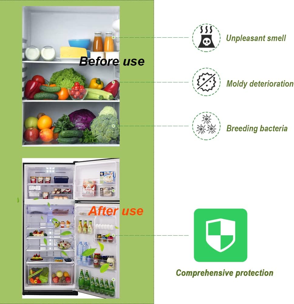 4Packs Fonday Refrigerator Deodorizer Odor Eliminator for Fridges Freezers Coolers Lunch Boxes Bamboo Charcoal More Effective Than Baking Soda