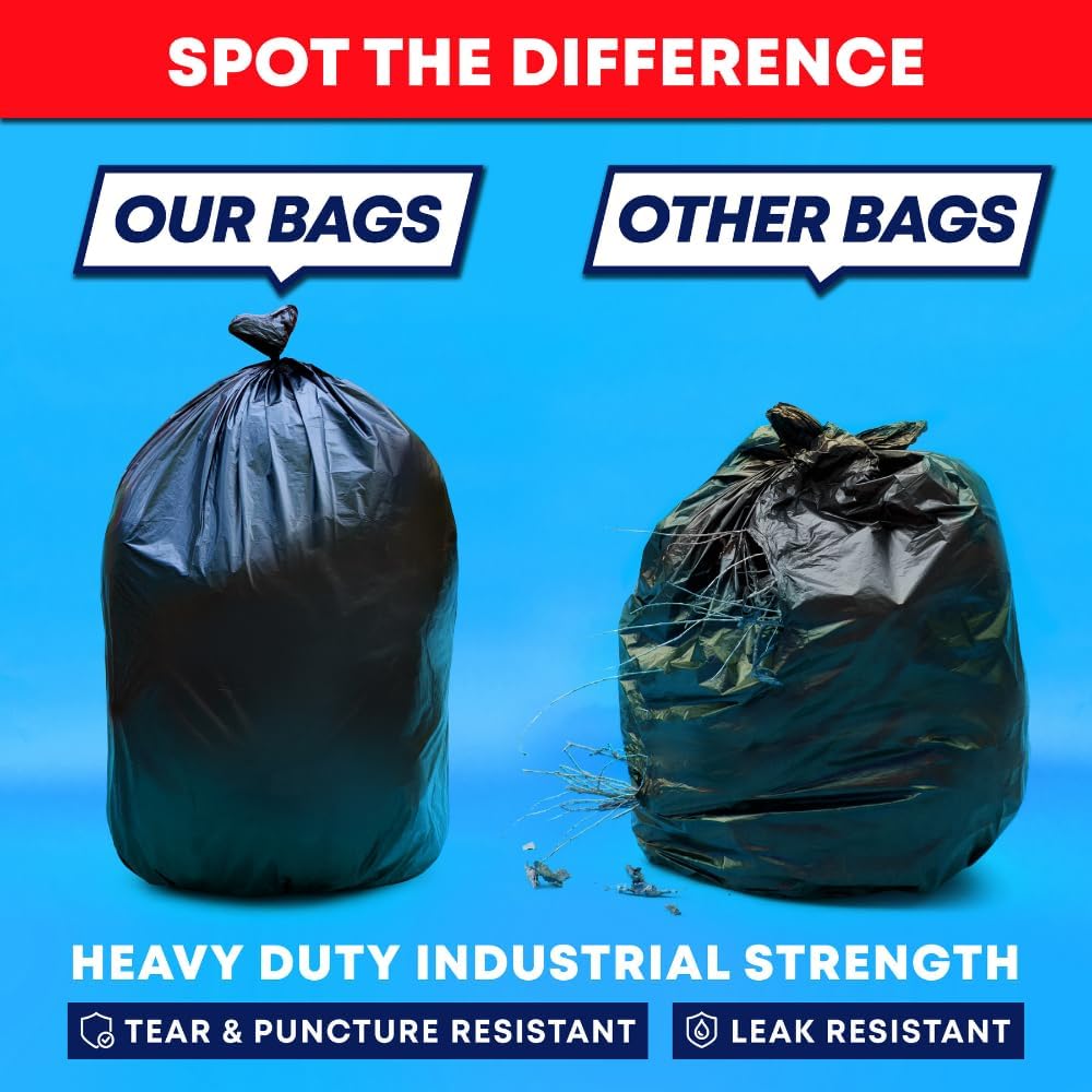 Veska 30-33 Gallon Trash Bags Heavy Duty | 250 Bags Mega-ValuePack | Black Large Trash Bags 30 Gallon - 32 Gallon - 33 Gallon.