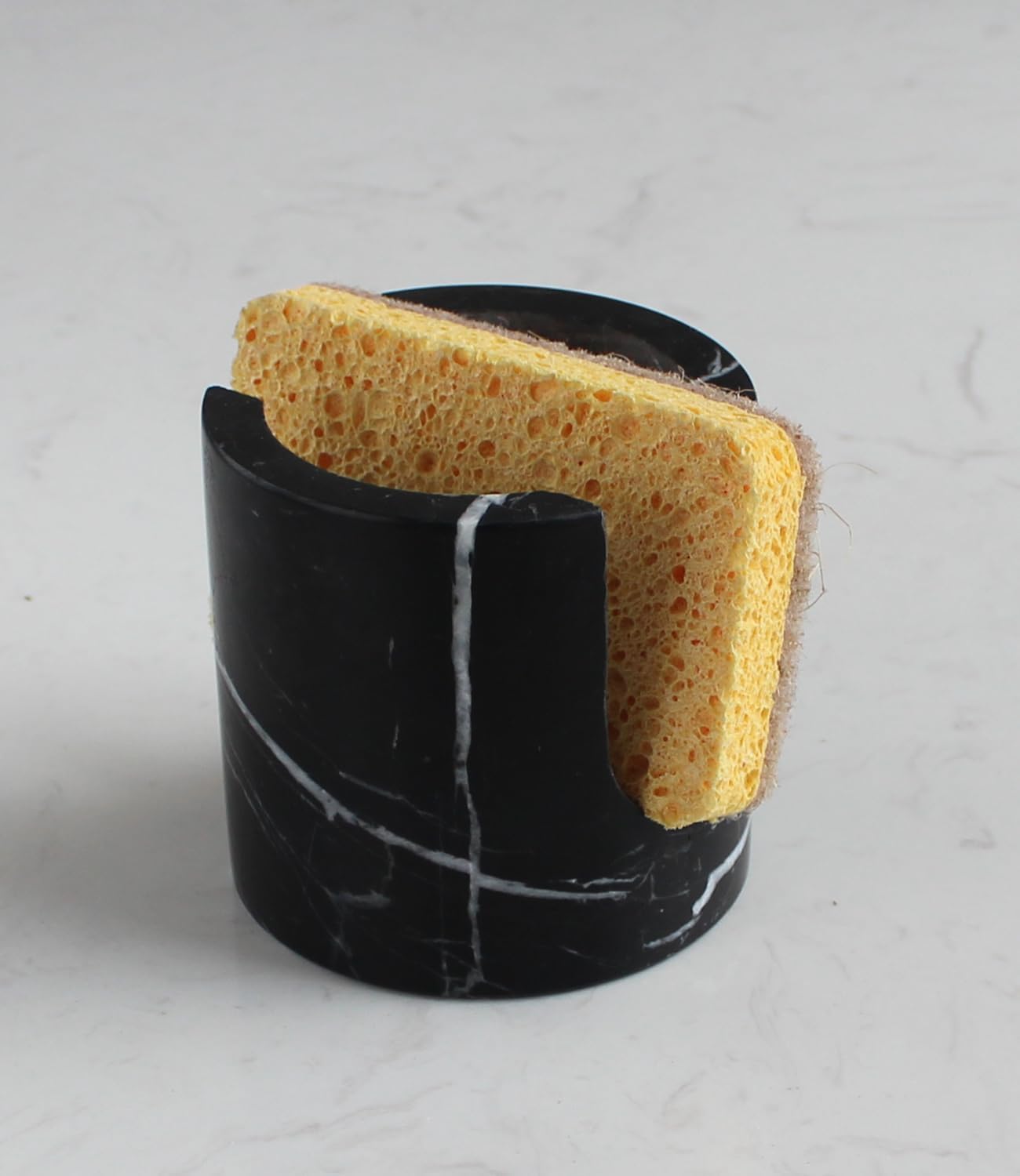 Natural Black Marble Sponge Holder for Kitchen Counter, Drying Rack, Sponge Caddy for Sink Organizer