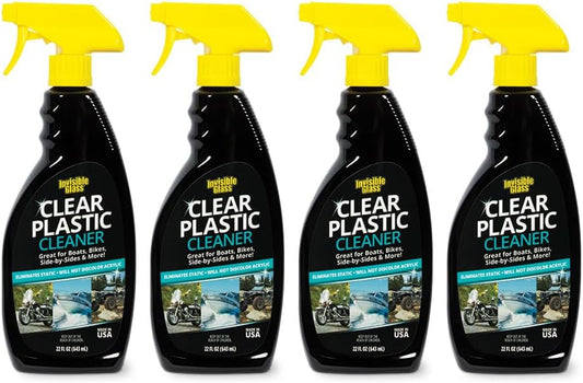 Invisible Glass 92084-4PK Clear Plastic Cleaner for Cars, Motorcycles, RVs, Boats, Helmet Visors, Golf Carts, Acrylic and Vinyl Windows, Streak-Free, Haze-Free, Removes Static, 22 Fl Oz, Pack of 4