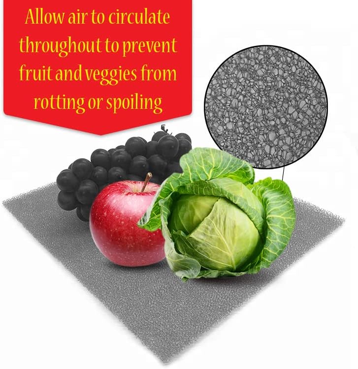 Dualplex® Fruit & Veggie Life Extender Liner for Fridge Refrigerator Drawers, 12x15 Inches (4 Pack) – Extends The Life of Your Produce & Prevents Spoilage (Grey)