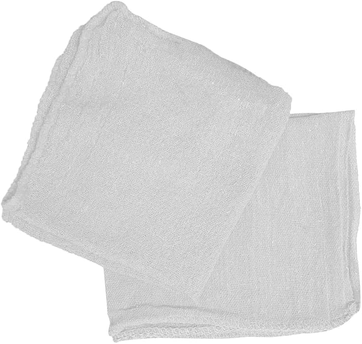 Shop Towels (White, 25-Pack) - Bulk Cleaning Towel in a Bag, Mechanic Cotton Wipes for Car Maintenance, Auto Mechanics & Garage, Wipe Grease & Oil, Machine Wash & Reusable