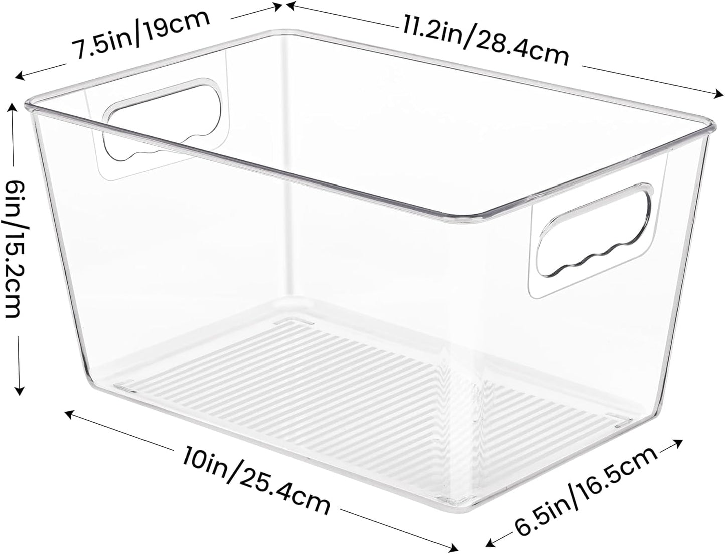 YIHONG Clear Plastic Storage Bins, 4 Pack Pantry Organizer Bins with Handle for Kitchen, Freezer,Cabinet,Closet Organization and Storage