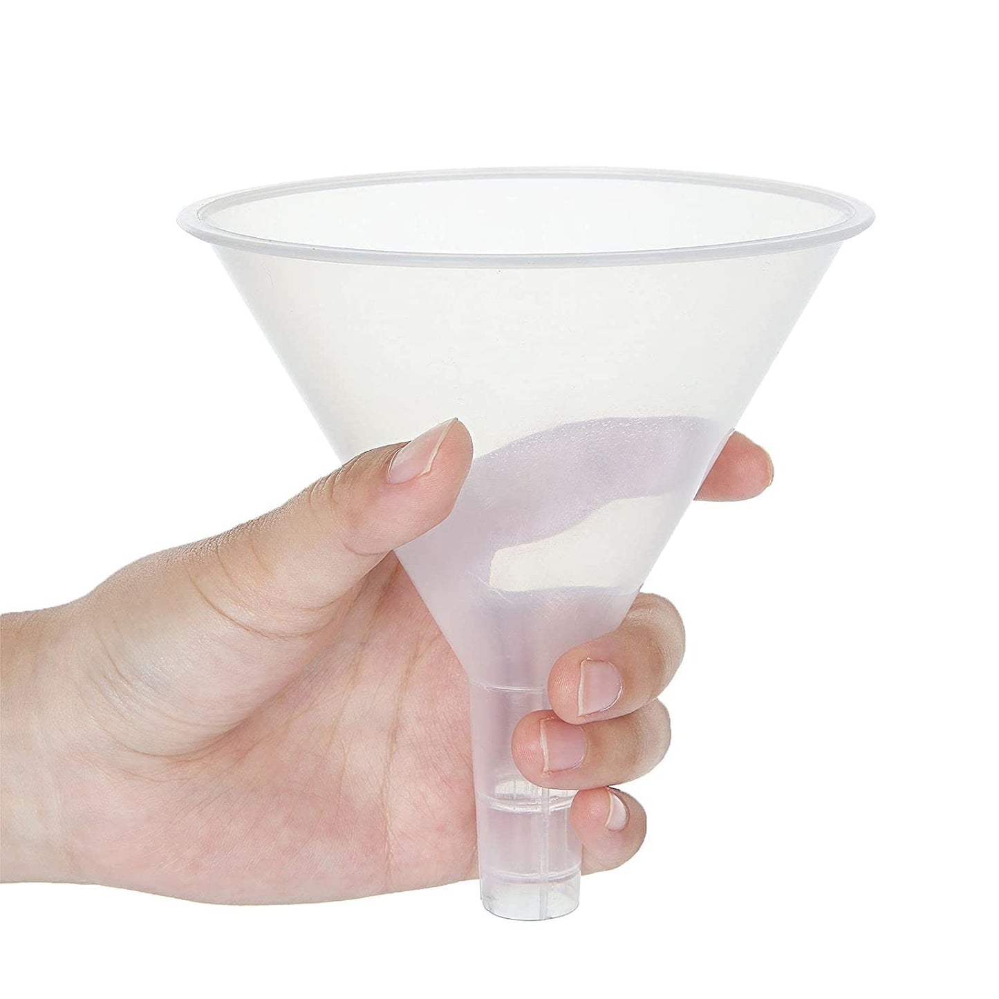 RHBLME 20 PCS Plastic Funnels Set, 4.7 Inch Wide Mouth Clear Plastic Funnels for Filling Bottles, Multipurpose Large Funnel with Long Reaching Spout, Water Bottle Funnel for Powder Liquid Spices