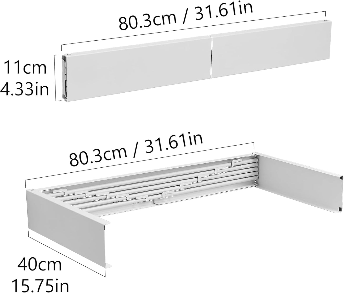 JOOM Laundry Drying Rack Collapsible, Wall Mounted Clothes Drying Rack, Retractable Drying Rack, 31.5" Wide, 5 Aluminum Rods, 60 lb Capacity (White 31.5")