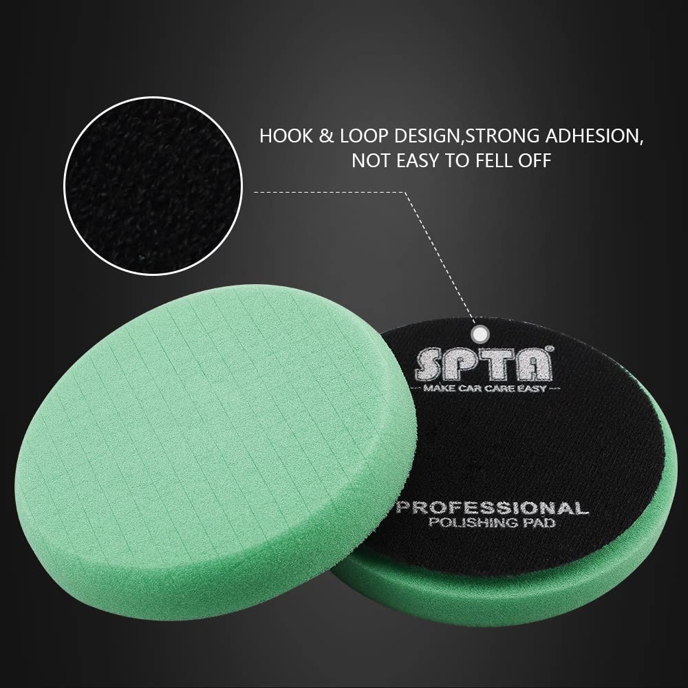 Green Heavy Cut Pad, Buffing Polishing Pads, SPTA 1Pc 6.5 Inch Face for 6 Inch 150mm Backing Plate Compound Buffing Sponge Pads for Car Buffer Polisher Compounding, Polishing and Waxing -FPTSS6G