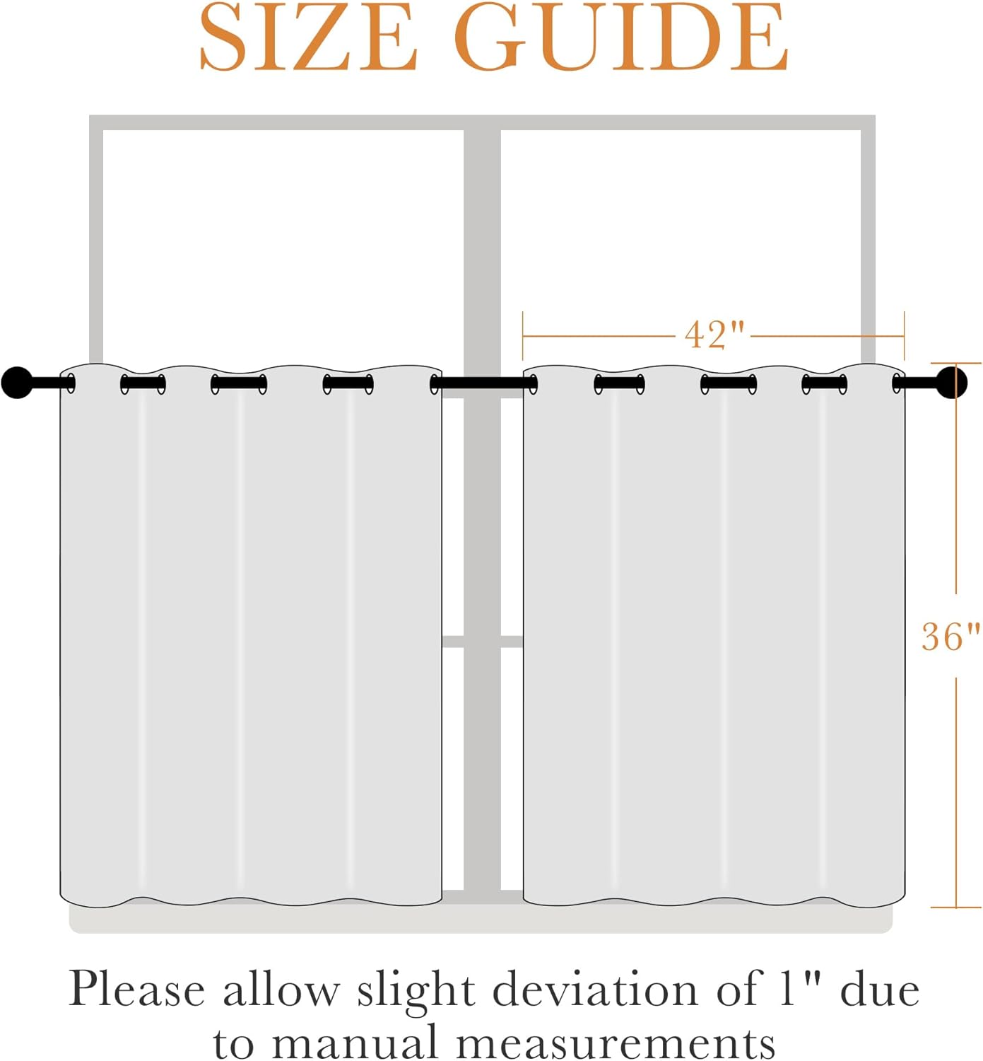 PONY DANCE Short Blackout Curtains for Kitchen, Black Out Thermal Insulated Window Drapes Grommet Room Darkening Half Window Curtains for Studio Dorm Loft(2 Panels, W 42 x L 36 inches, Silver Grey)