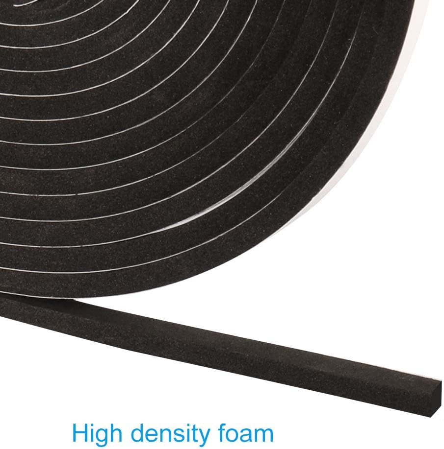 2 Rolls Foam Seal Tape for Door Window Insulation, Soundproof and Shockproof Foam Adhensive Strip, 3/8"Wx3/16"T Single Sided Foam Tape, Cold Air and Draft Closed Cell Seal Strip,Total 32FT