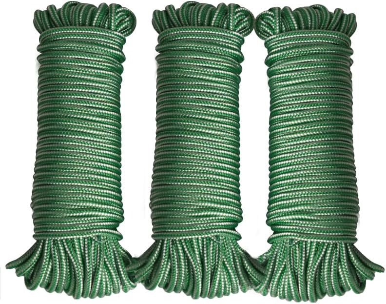 Diamond Braided Polypropylene Rope Nylon Rope Mix Thick Heavy Duty Ropes 5/32'' 66ft 3Packs High Strength Perfect for Clothesrope Camping Hiking and Other Outdoor Activities