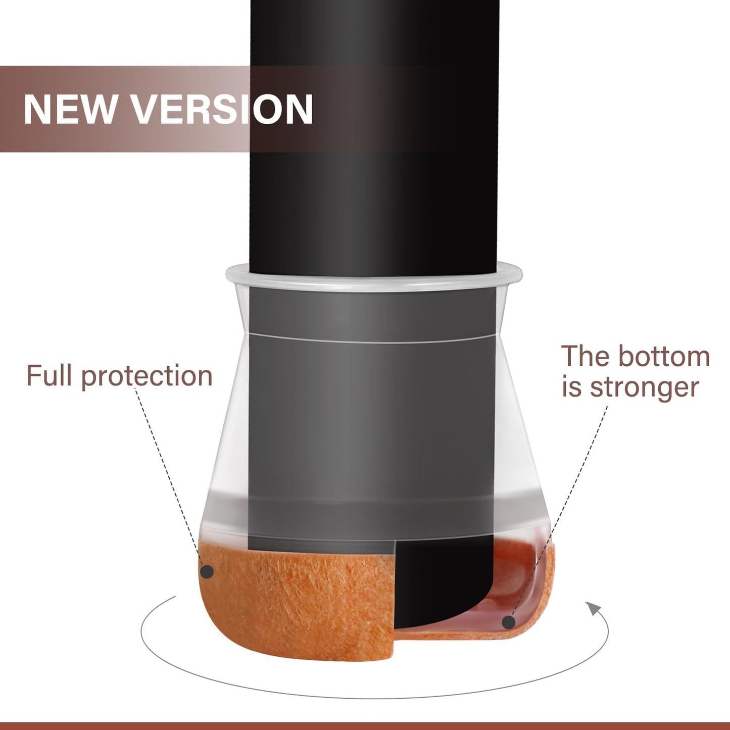 Small Chair Leg Floor Protectors Chair Leg Protectors for Hardwood Floors Felt Silicone Caps Strengthen Bottom Protection Anti-Scratch Reduce Noise 32 Pack Clear Round Small Fit 1/2" to 3/4" (14-19mm)