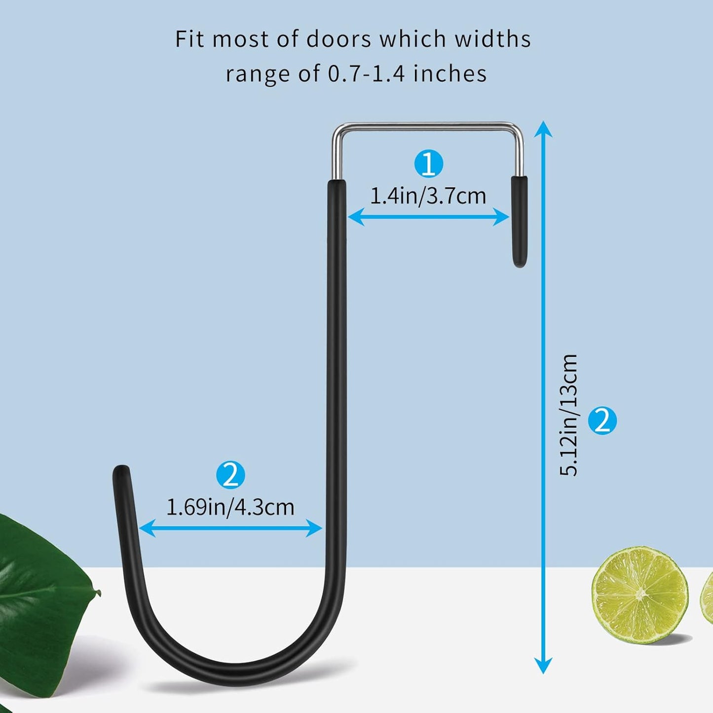 FYY Over The Door Hooks, 10 Pack Door Hangers Hooks with Rubber Prevent Scratches Heavy Duty Organizer Hooks for Living Room, Bathroom, Bedroom Hanging Clothes, Towels, Hats, Coats, Bags Black