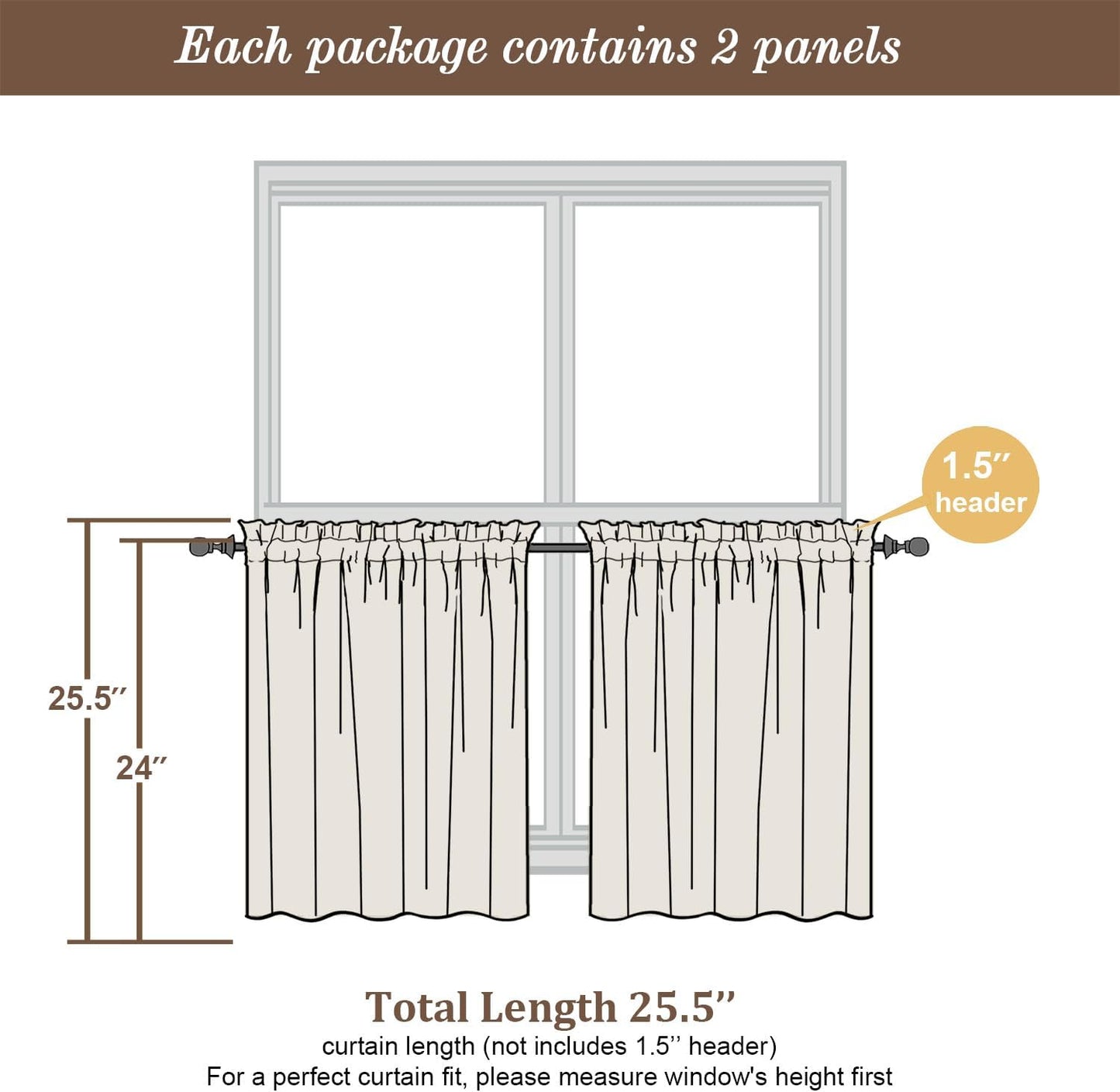 Chyhomenyc Sheer Light Grey Tier Curtains 24 Inch Length, Small Window Curtains Treatment for Bathroom Living Room Basement, Short Rod Pocket Cafe Curtain, 42W x 24L Inches, 2 Panels