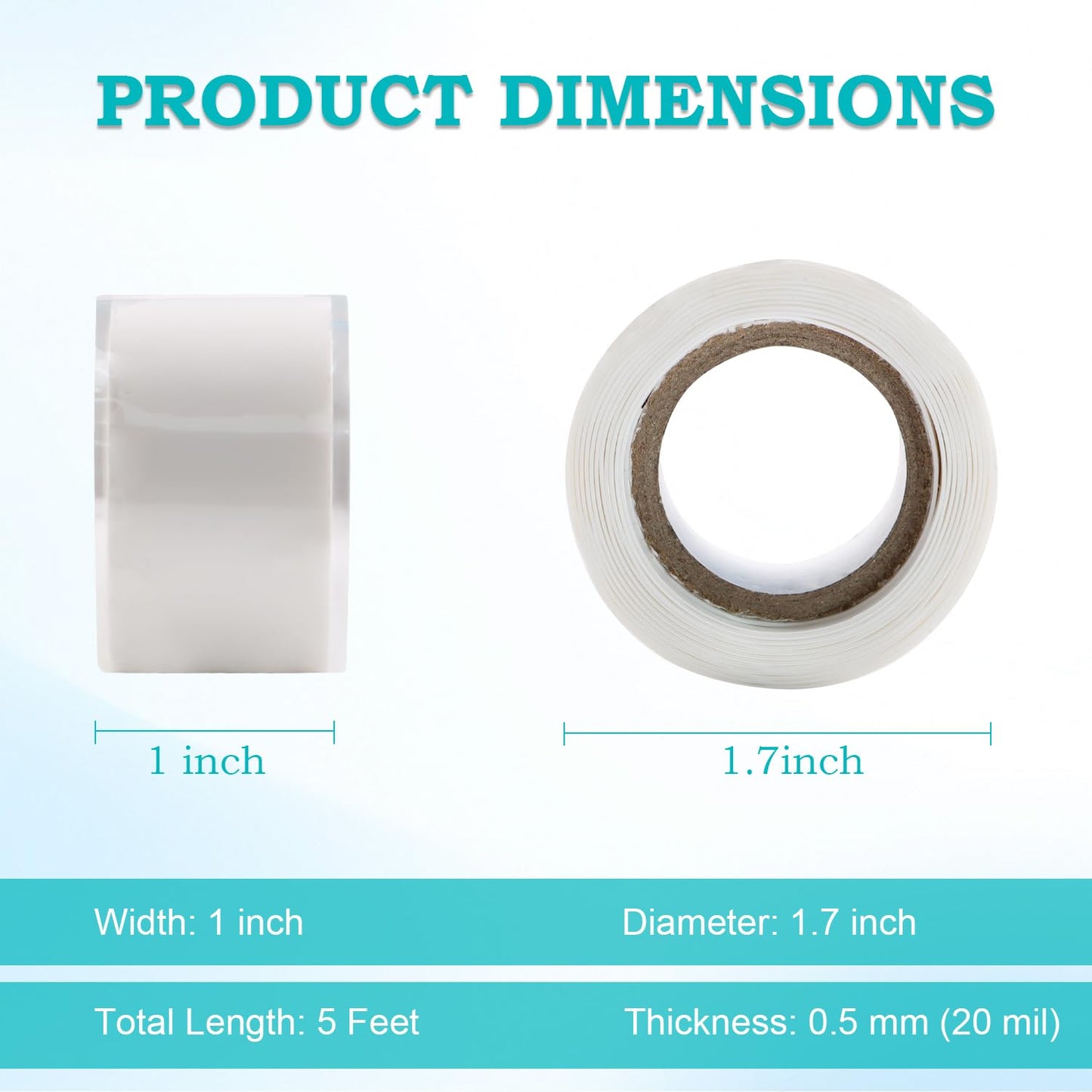 Self Fusing Silicone Tape 2 Rolls 1 in x 5' White Waterproof Rubber Leak Proof Sealing Rubber Self-amalgamating Tape for Emergency Hot and Cold Water Pipe Repairs and Tool Fixation