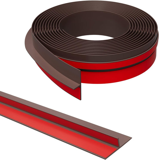 T-Shaped Door Draft Stopper, 1.97 in x 40 Ft Silicone Seal Strip for Windows Gaps, Weather Stripping Seal Strip Shower Sweep, Brown