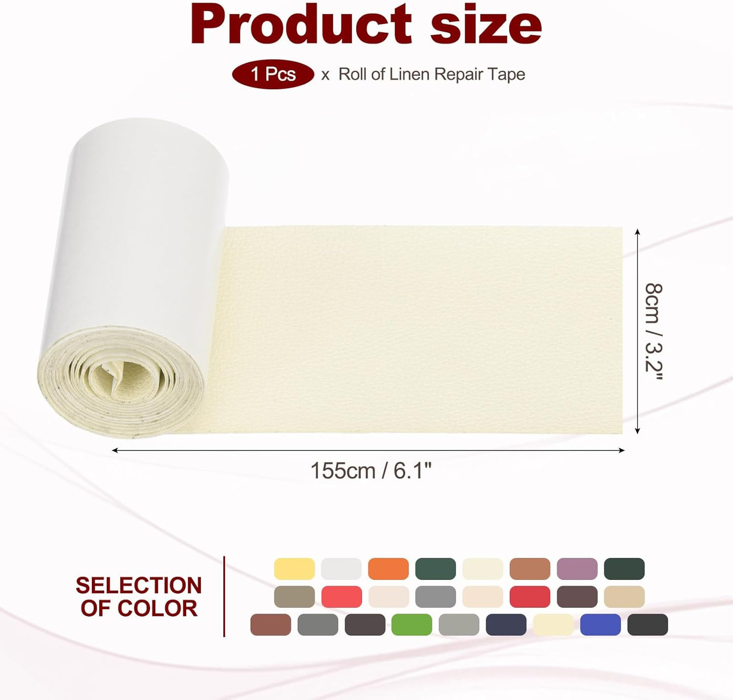 PATIKIL Leather Patches Tape for Furniture, 3.2 x 61 Inch Self Adhesive Vinyl Leather Repair Kit Cover Sheet for Couch, Sofa, Car Seats, Office Chair, Milky White