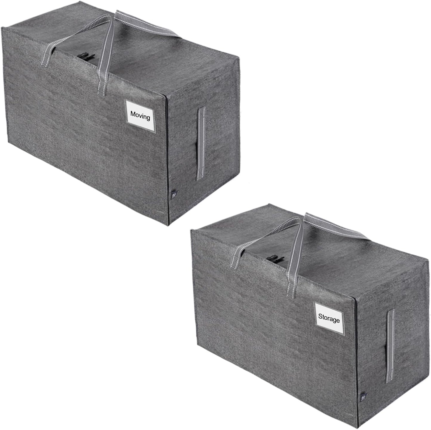 VENO 2 Pack Moving and Storage Bags, Heavy Duty, Alternative to Moving Boxes, Large Packing Totes Supplies for College Dorm Room with Zipper for Clothes, Wide Open Design (Dark Gray, 2 Pack)