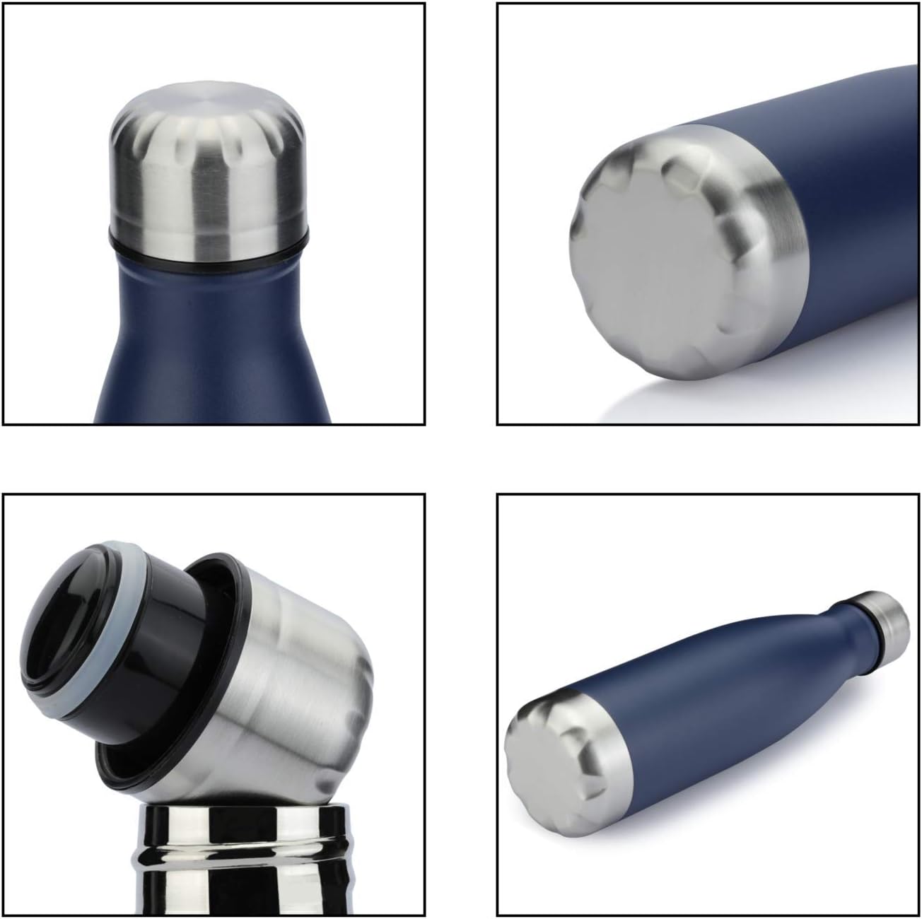 MEWAY 17oz Sport Water Bottle 12 Pack Vacuum Insulated Stainless Steel Leak-Proof Double Wall Cola Shape Water Bottle,Keep Drinks Hot & Cold (Navy,12 Pack)