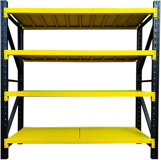 Storage Shelves Heavy Duty, Metal Garage Shelving Units, 4 Tier Storage Rack Shelf, Steel Industrial Shelving, Adjustable Standing Shelf for Basement/Warehouse Yellow and Black, W59.06*D19.69*H78.74