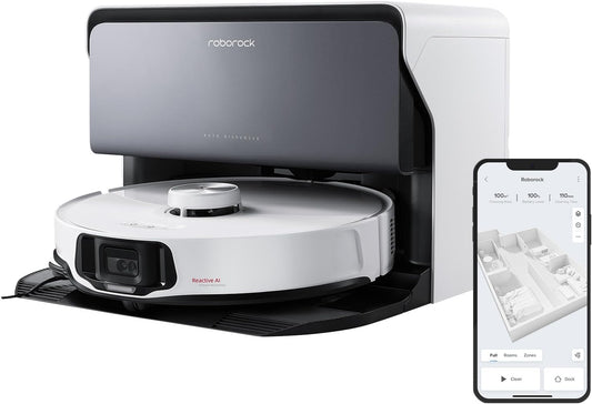 roborock S8 MaxV Ultra with Refill & Drainage System Robot Vacuum and Mop, FlexiArm Design, Auto Mop Washing&Drying, 10000Pa Suction, Obstacle Avoidance, 20mm Auto Mop Lifting, Smart Dirt Detection