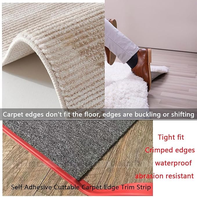 Self Adhesive Carpet Transition Strip with Edge Trim, Designed for Seamless Transitions from Carpet to Tile or Vinyl Floors, Perfect for Doorways.(Brown,15ft)