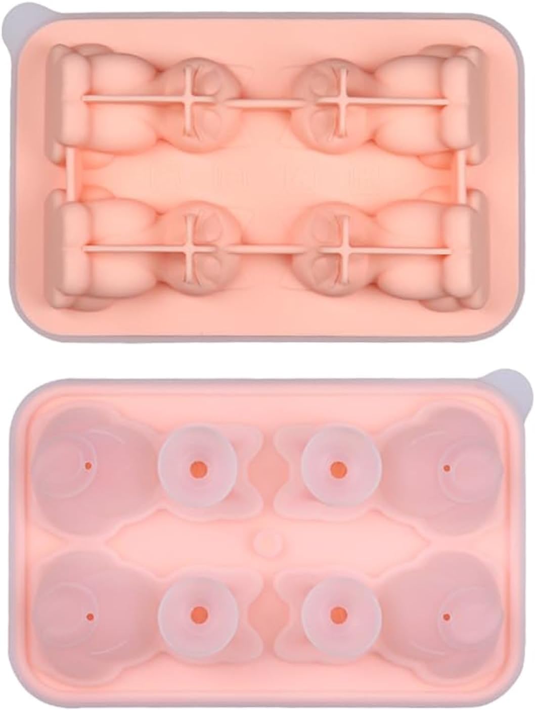 Cute 3D Cat Silicone Ice Cube Tray Mold Cartoon Animal Ice Box BPA-Free (Pink)