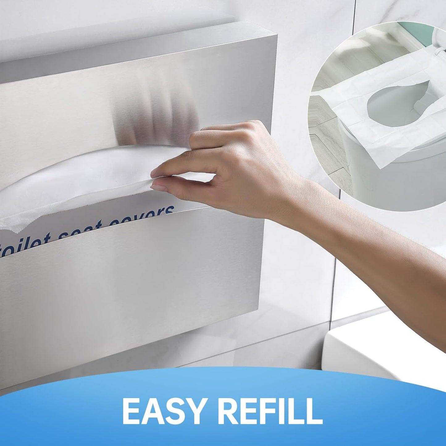 2 Packs Toilet Seat Cover Dispenser Wall Mounted SUS 304 Stainless Steel Brushed