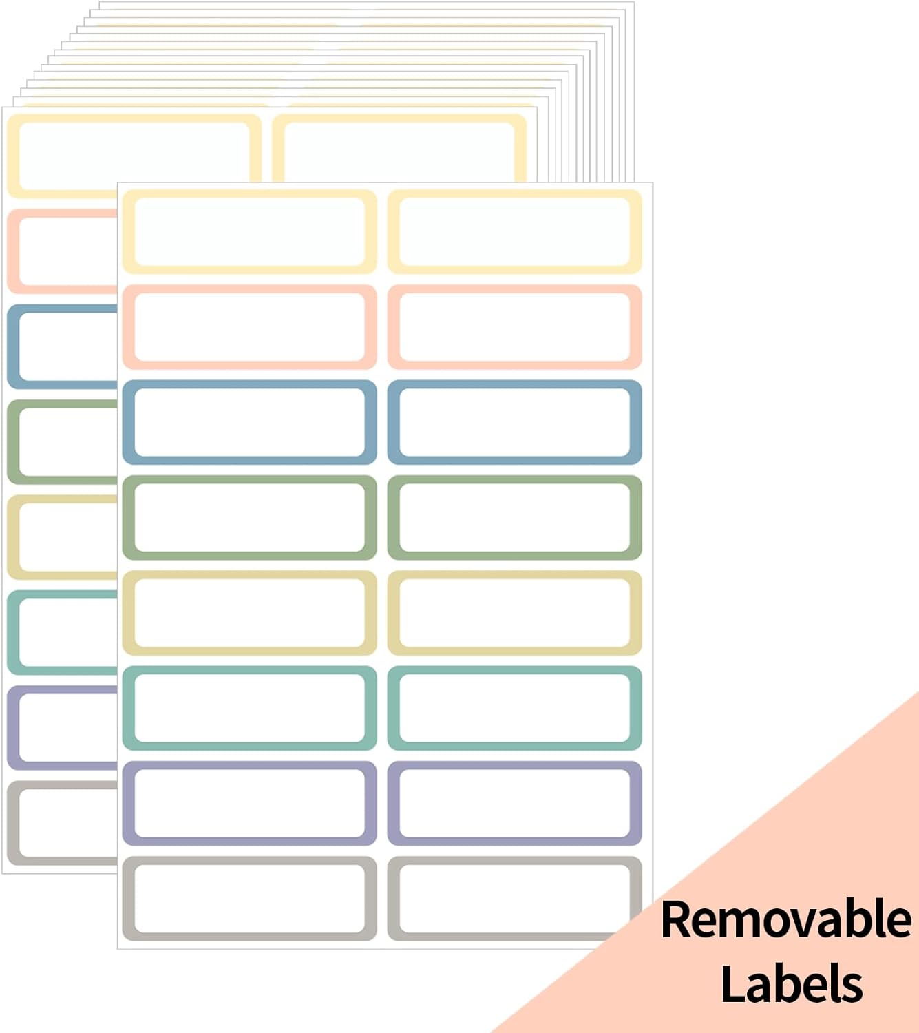 STARLIBOO Removable Labels, Removable Colored Labels Stickers, Self-Adhesive Rectangular Stickers Water/Oil/Tear Resistant for Food Containers/Classroom/Storage (8 Colors, 240 Labels)