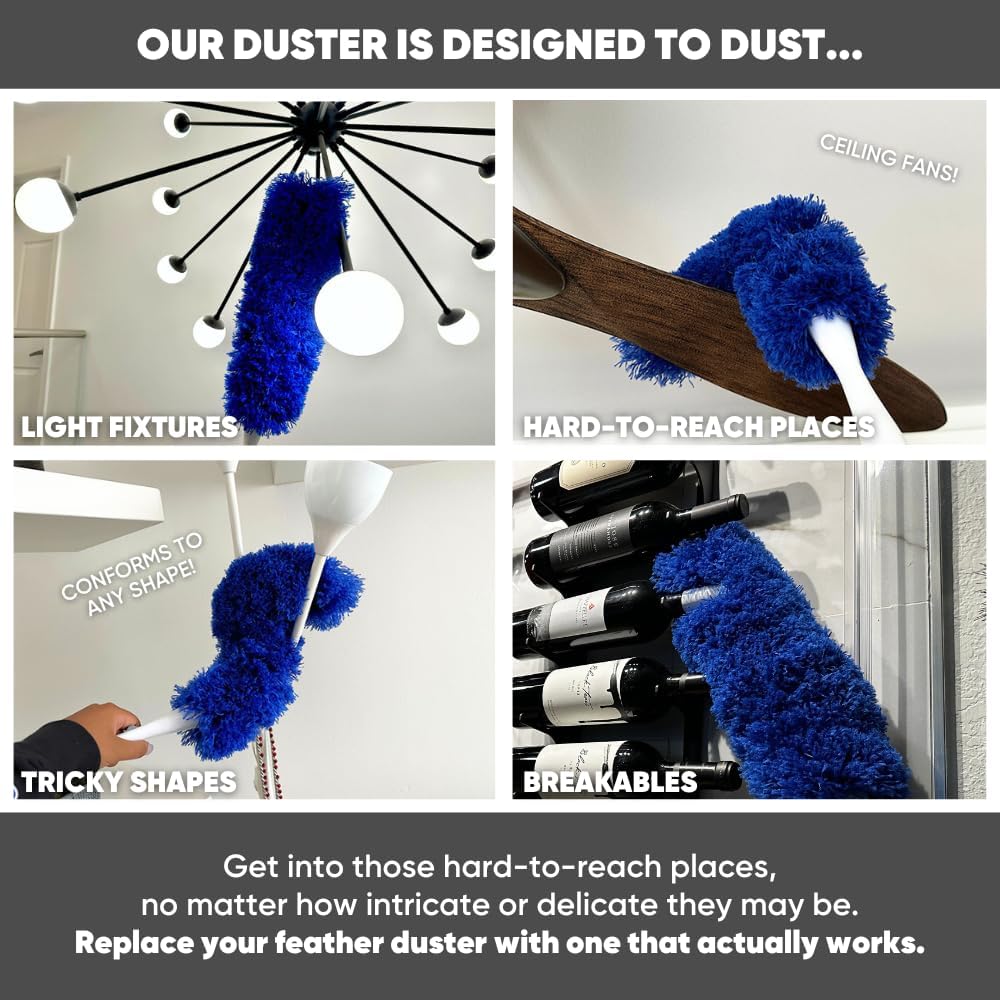 2 Pack of Microfiber Flexible Dusters | from Microfiber Wholesale | Clean Ceiling Fans, Cobwebs, Light Fixtures, Delicate Objects