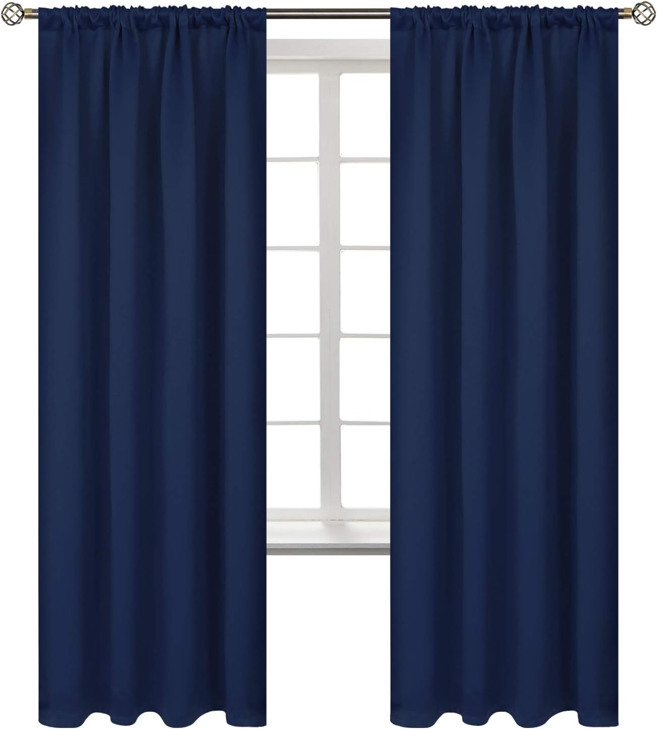 BGment Rod Pocket Blackout Curtains for Bedroom - Thermal Insulated Room Darkening Curtain for Living Room, 52 x 72 Inch, 2 Panels, Navy Blue