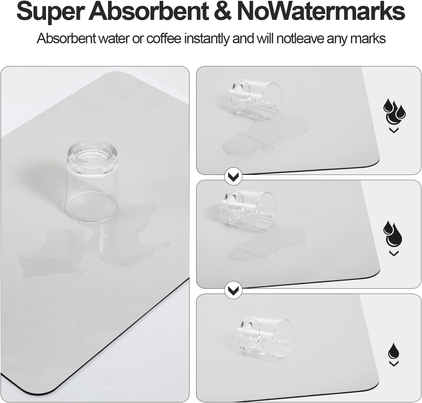 Dish Drying Mat for Kitchen Counter | Coffee Bar Mat for Countertops | Heat Resistant Drainer Mat with Non-slip Rubber Backed | Hide Stain Kitchen Absorbent Draining Mat | Light Grey 18"x32"