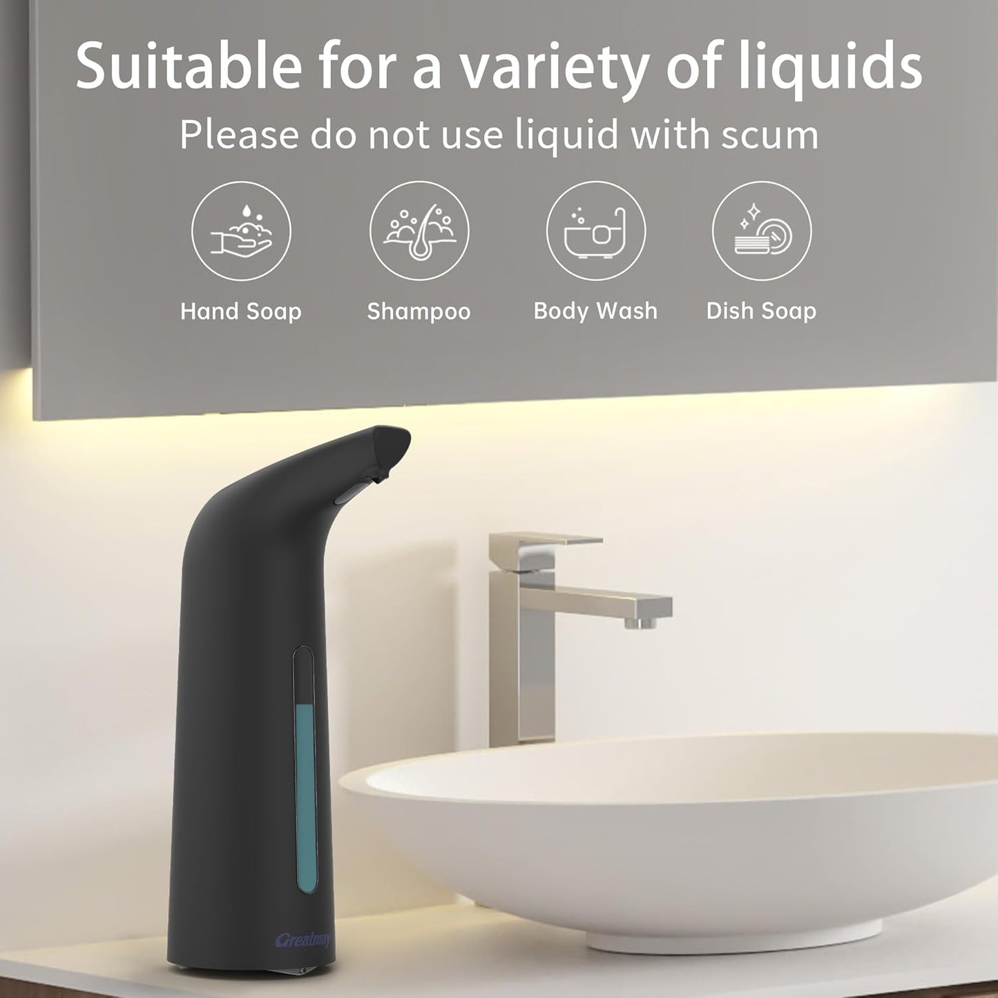 Convenient Automatic Soap Dispenser,4 Adjustable Levels Touchless Hand Sanitizer Pump with Infrared Sensor, 400 ml Countertop Electric Soap Dispenser for Bathroom,Kitchen