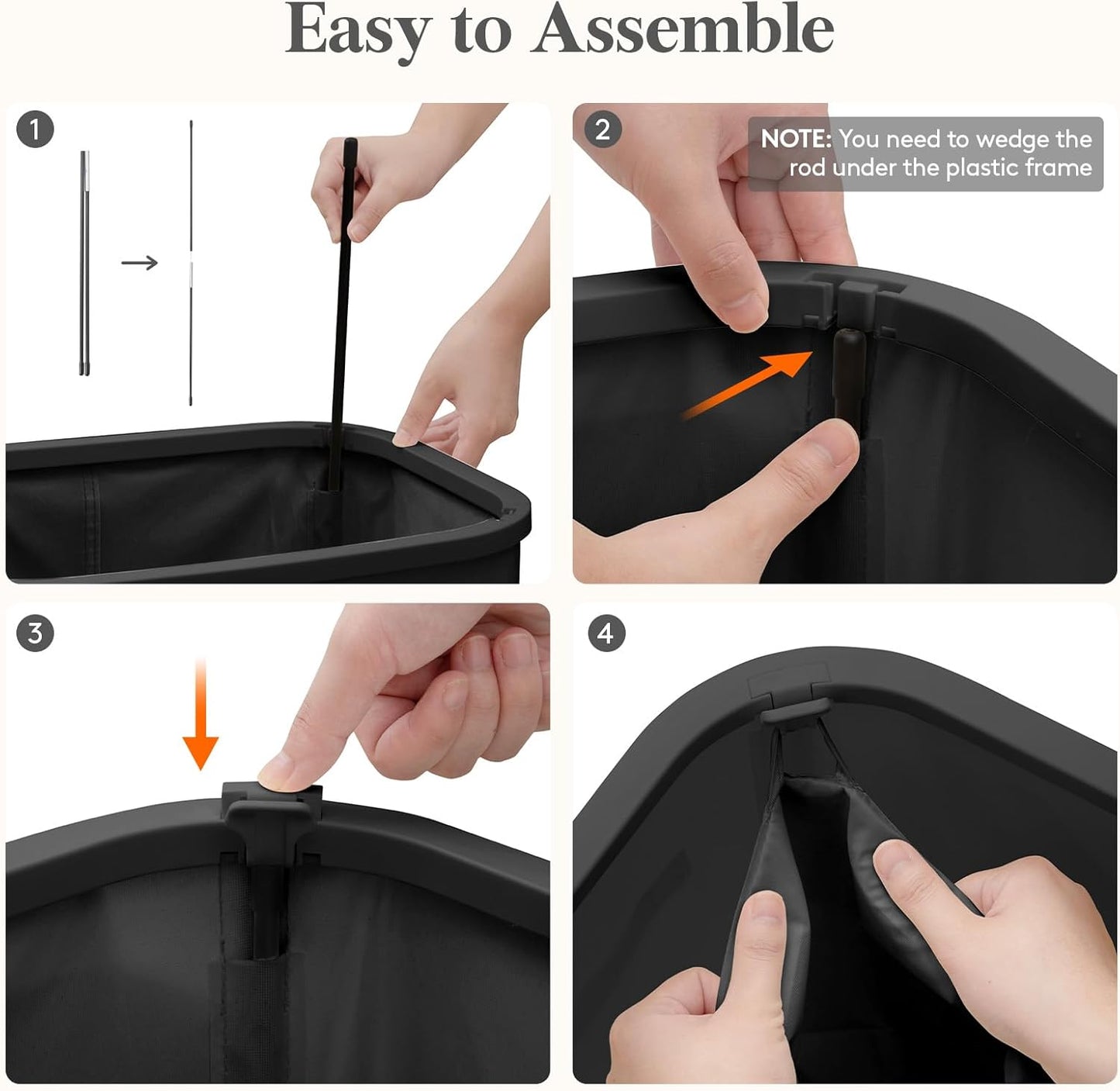 Lifewit 75L Slim Laundry Basket with Lid, Narrow Large Laundry Hamper with Plastic Handles and Removable Bag, Tall Foldable Dirty Clothes Hampers for Laundry Room, Bedroom, Bathroom, Dorm, Black