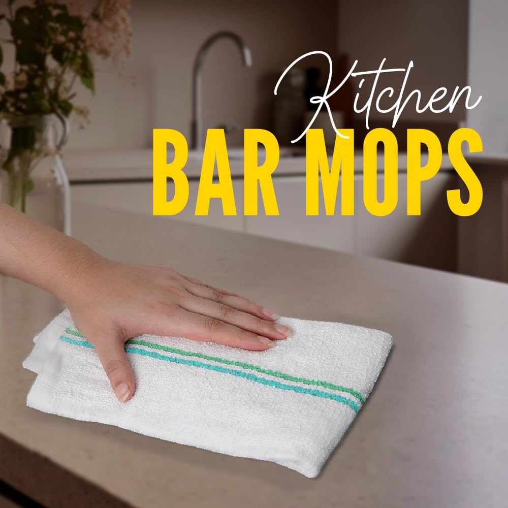 Avalon Towels Terry Bar Mop Towels (Value Pack of 36) Size 16"x19" – Absorbent and Durable, Multipurpose Cleaning Rags, Cotton Cleaning Cloths, Terry Cloth Rags, Reusable Shop Rag
