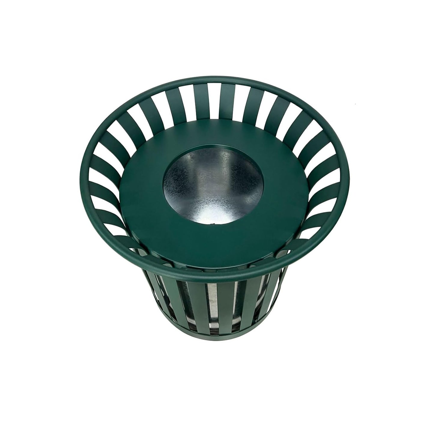 Outdoor Metal Slatted Trash Receptacle,Waste Receptacle，Commercial Trash Cans,Zone Round Garbage Bin,Square Hotel Street Patio Indoor Metal Stan (Large - Green)