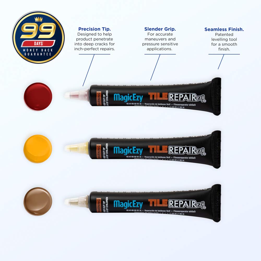MagicEzy Tile Repair Kit: Porcelain Repair Kit - Ceramic Tile Repair Kit - Mix and Match Colors - Acrylic, Stone, Fiberglass - Wall Touch Up (Terracotta Kit)