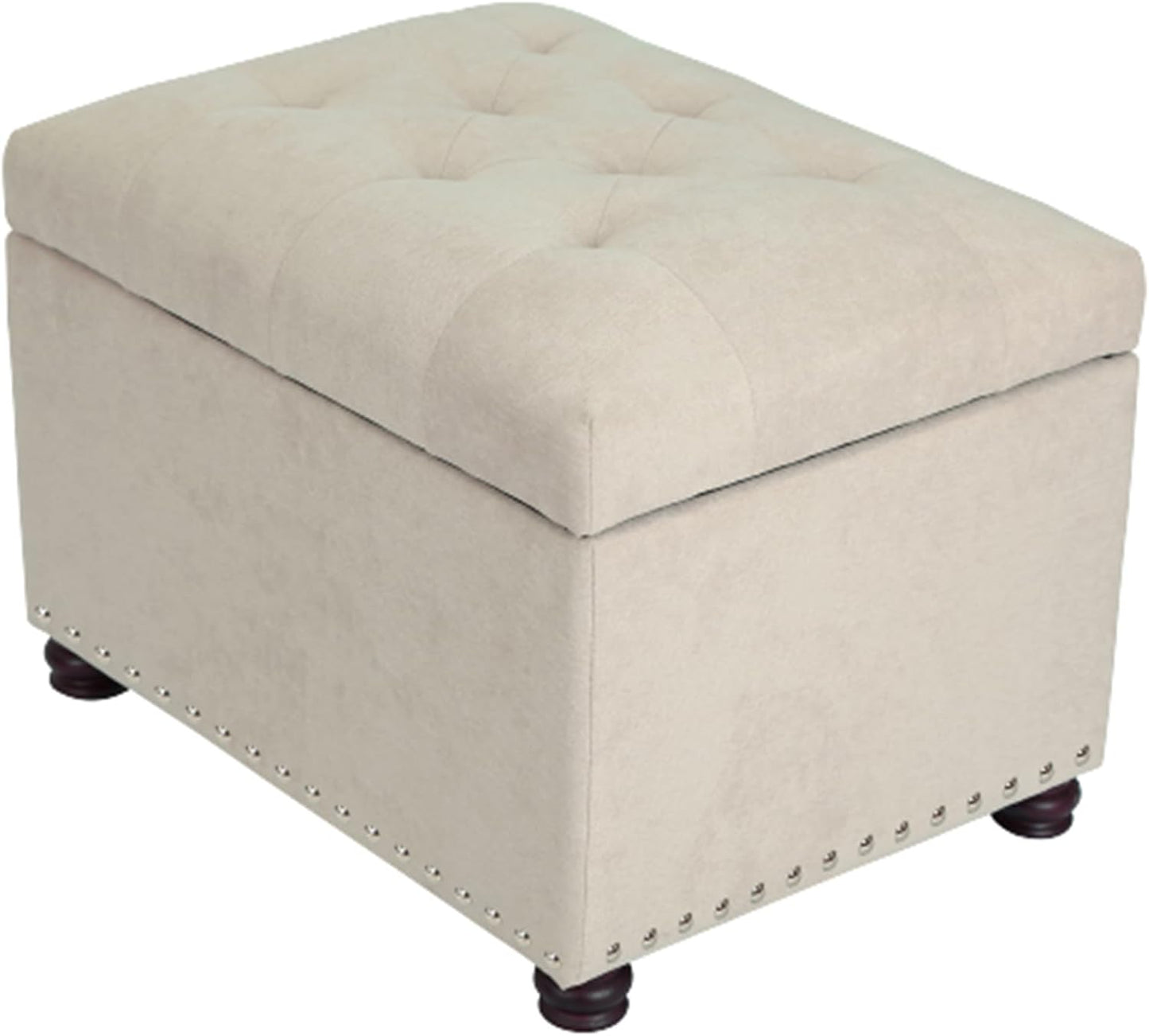 Joveco Storage Ottoman, 24" Fabric Rectangle Tufted Bench Foot Rest Stool for Living Room Bedroom, Beige