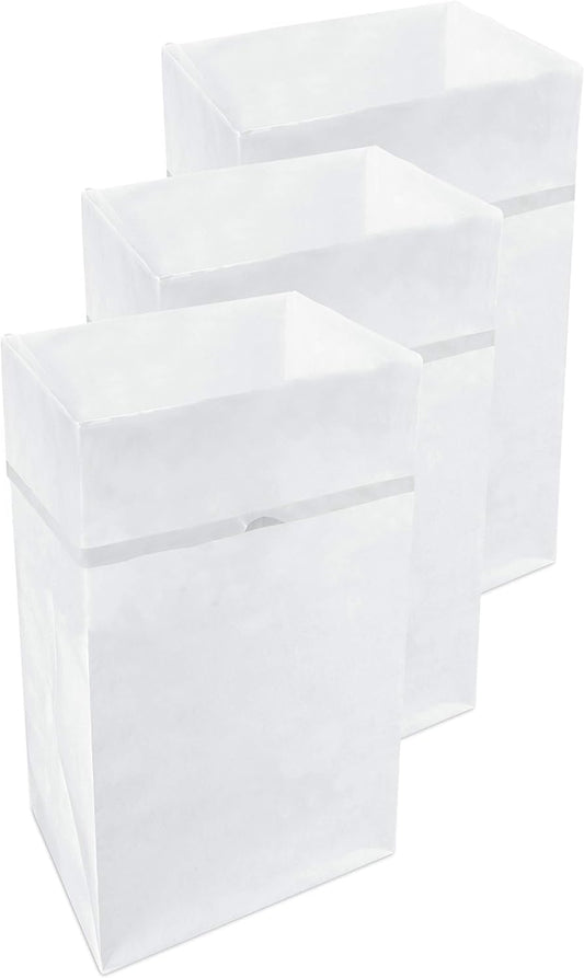 30 Gallon Disposable Pop-Up Trash Cans (3-Pack) with Fitted Bags – Foldable Garbage & Recycling Bins for Parties, Events & Kitchen (White, 30" H x 14" W x 17" D)