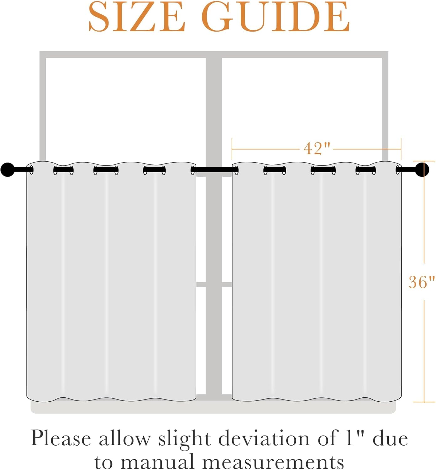 PONY DANCE Short Gray Blackout Curtains for Kitchen Over Sink 36 inch Long, Thermal Insulated Black Out Cafe RV Bunk Panels, Grommet Drapes for Bathroom Basement Small Window(2 Panels, 42 inches Wide)