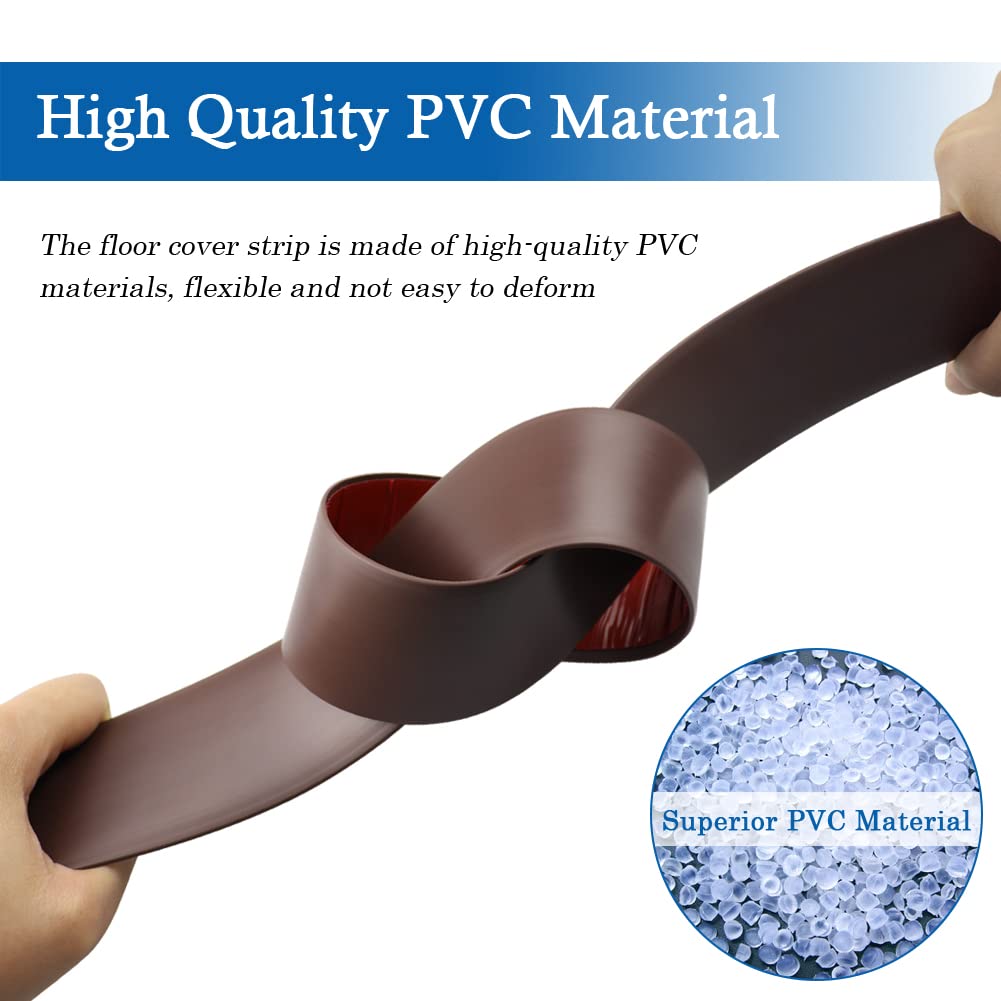 Floor Transition Strip Self Adhesive Floor Cover Strips Laminate 2" Wide Vinyl Flat Divider Transitions (5cm, 3.3Ft, Brown)