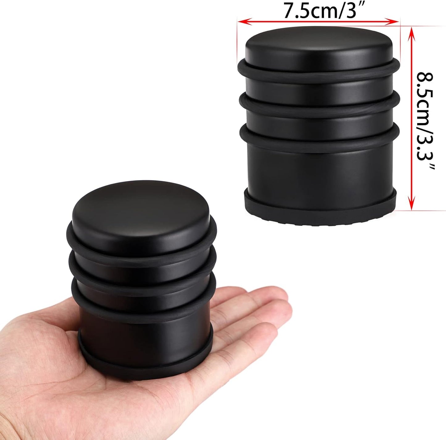 Sumnacon Heavy Duty Floor Door Stopper No Drill - Durability Stainless Steel Door Stop with Anti-Skid Rubber - Contemporary Safety Doorstop for Home Office Commercial Industrial, Black