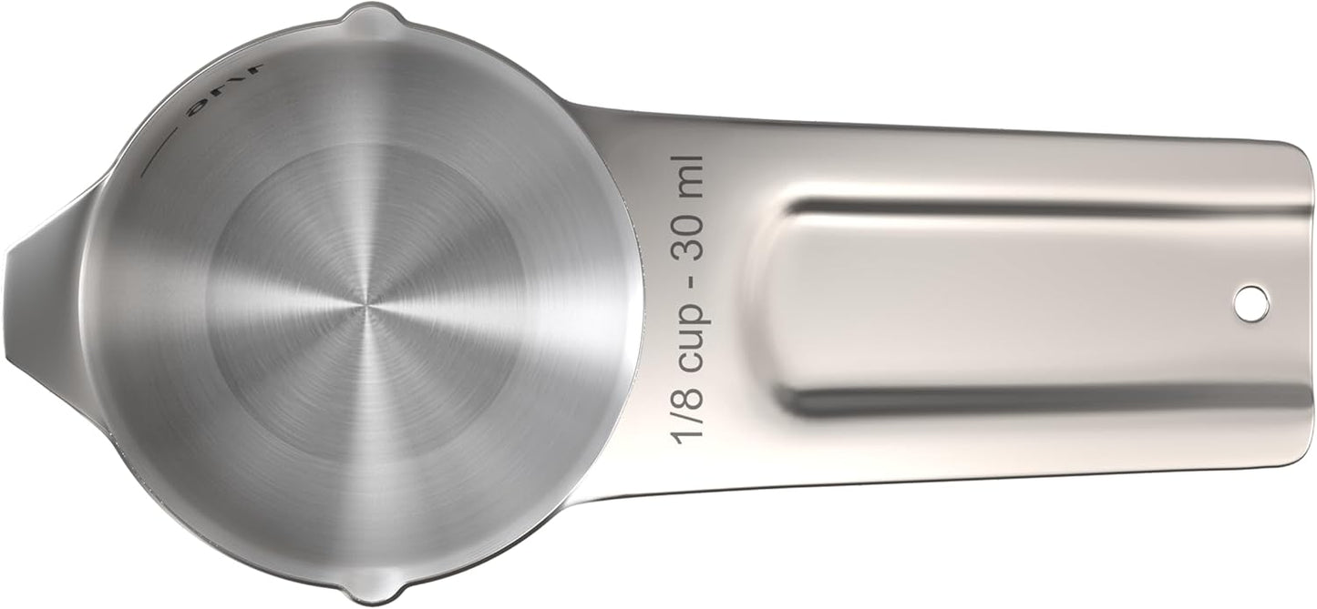 Color Up ⅛ Cup Measuring Cup (30 ml) – Premium Chrome Stainless Steel, Accurate for Wet & Dry Ingredients, Embossed Markings, Easy-Pour Spouts, Dishwasher-Safe, Kitchen Essential
