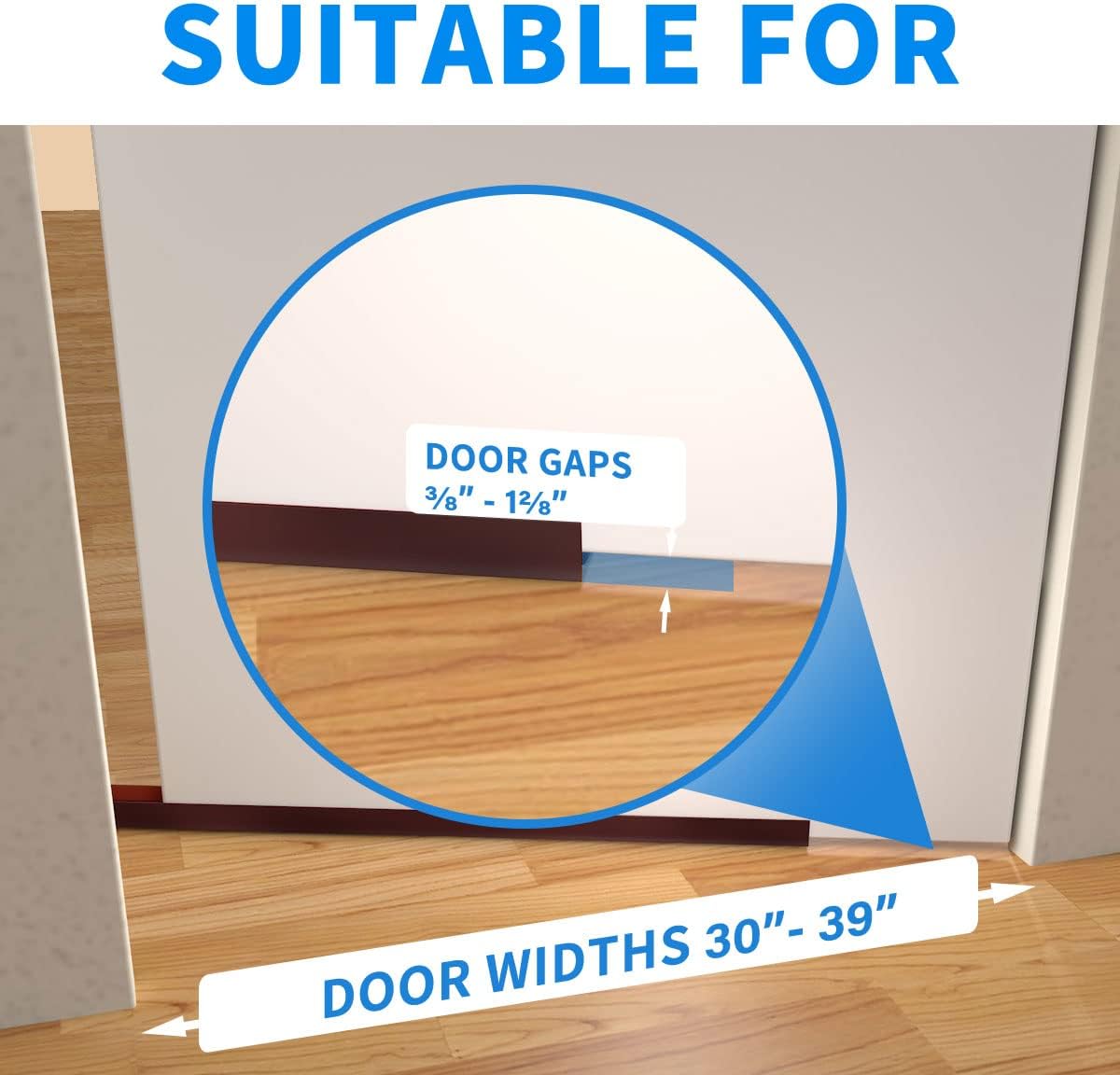 2 Pack Door Draft Stopper, 39” Length Cuttable Under Door Seal, Strong Adhesive Door Sweep for Exterior and Interior Doors (Brown)