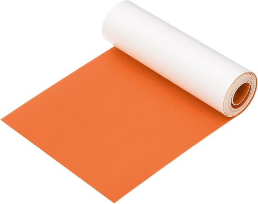 PATIKIL Leather Patches Tape for Furniture, 6.3 x 61 Inch Self Adhesive Vinyl Leather Repair Kit Cover Sheet for Couch, Sofa, Car Seats, Office Chair, Orange