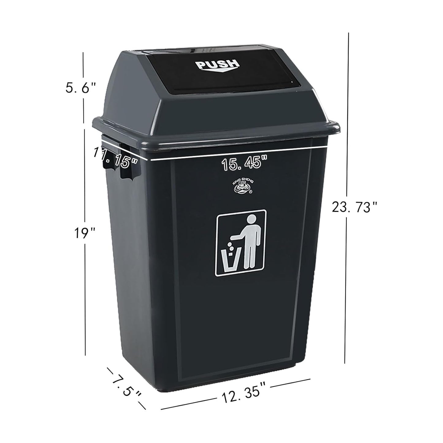 4 Packs 13 Gallon Commercial Heavy-Duty Trash/Garbage Can, Swing Lid Waste Container for Home/Garage/Kitchen/Outdoor/Driveway