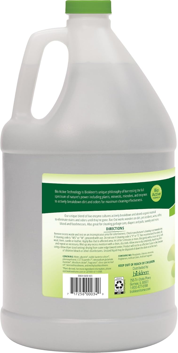 Biokleen Bac-Out Carpet Stain Remover Enzymatic, Destroys Stains & Odors Safely, for Pet Urine, Laundry, Diapers, Wine, Carpets, More, Eco-Friendly, Plant-Based